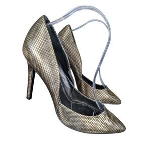 CHARLES DAVID! GORGEOUS BLACK & GOLD MICRO-PATTERNED STILETTO HEELS! SZ 8M
